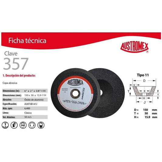 357 Austromex 357 Copa Para Desbaste De Metal MARINOS DEL GOLFO