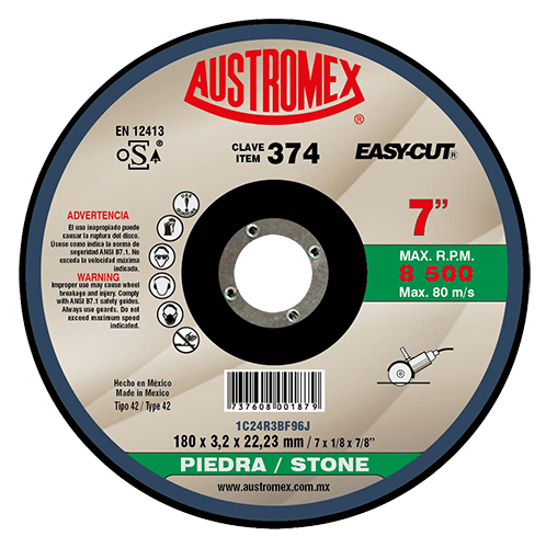 374 Austromex 374 Disco con Centro Deprimido para Corte de Piedra AUSTROMEX