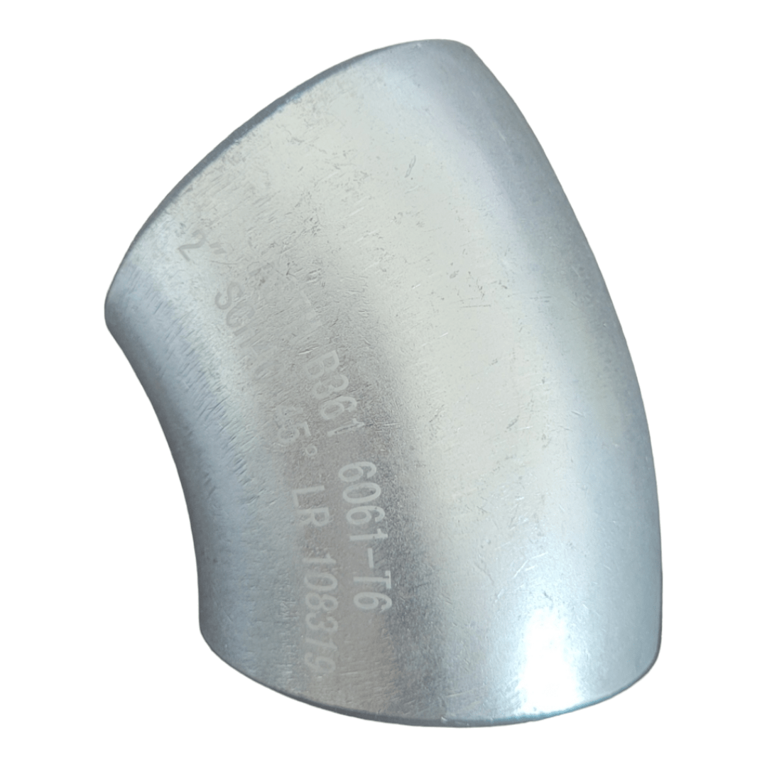 6061-T6 codo 1/2", CD40 45° Codo de aluminio 6061-T6 de 1/2" Cedula 40 a 45° MARINOS DEL GOLFO