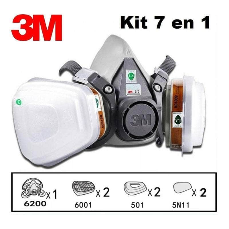 6200-KIT-7-EN-1 3m 6200 Respirador Media Cara, Kit 7 en 1. Filtros + Prefiltros + Retenedores 3M