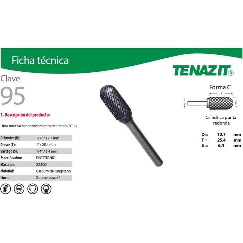 95 Tenazit 95 Lima Rotativa Xtreme-power Sc-5 De 1/2 X 1 PuLG New MARINOS DEL GOLFO