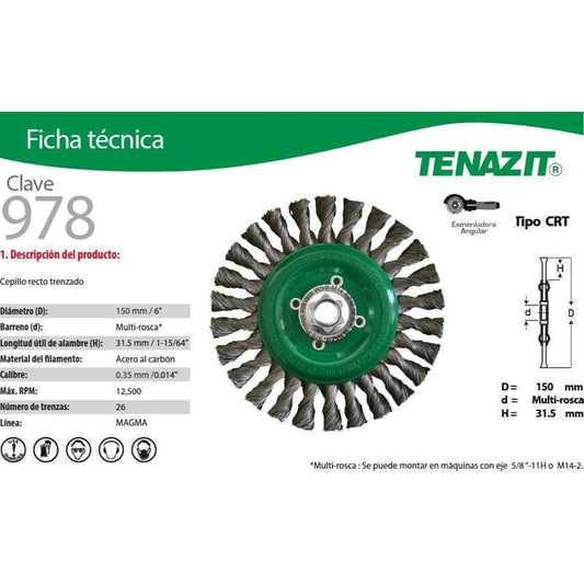 978 Tenazit 978, Cepillo Circular Alambre Trenzado De 6 Pulgadas New MARINOS DEL GOLFO