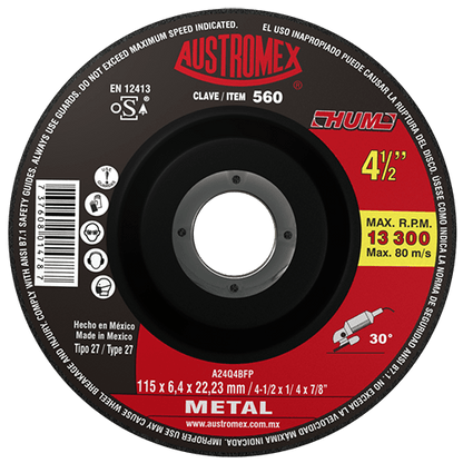 Austromex 560, Disco desbaste de 4-1/2" x 1/4", HUM AUSTROMEX