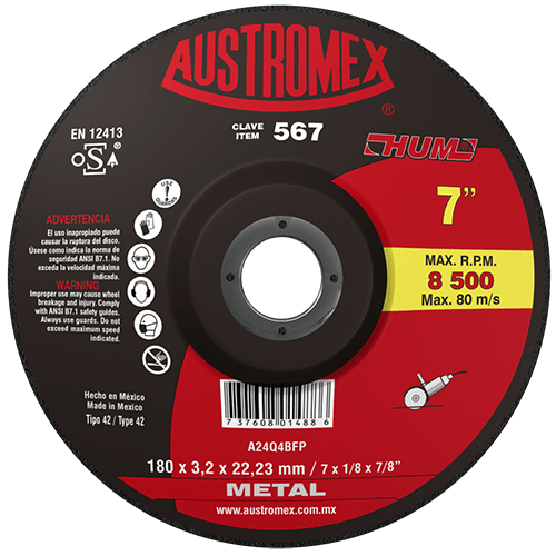 Austromex 567, Disco corte de 7" x 1/8", HUM AUSTROMEX
