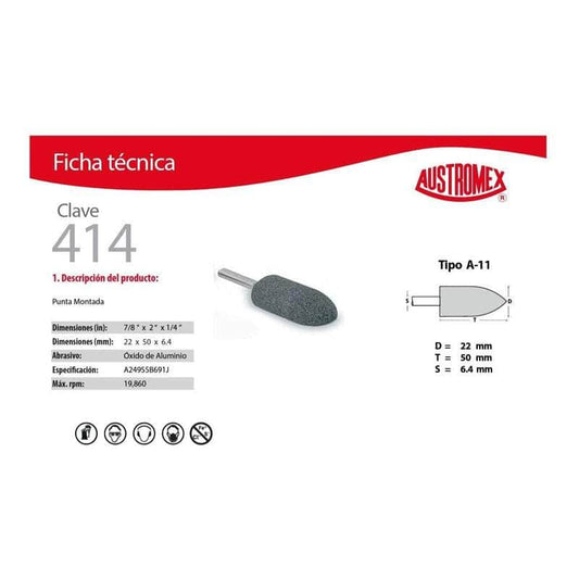 CLAVE-414 Austromex Clave 414, Punta Montada Cafe Tipo A, 7/8 Pulgada MARINOS DEL GOLFO