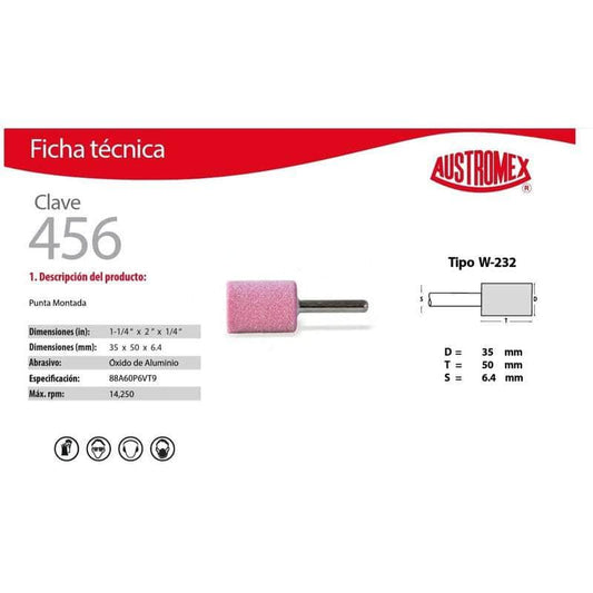 clave-456 Austromex Clave 456, Punta Montada Rosa Tipo W, 1-1/4 PuLG MARINOS DEL GOLFO