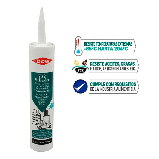 H0048 Silicon Dow Corning 732 transparente, cartucho de 300ml DOW CORNING
