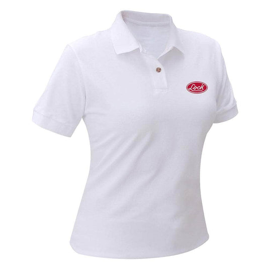 LPODBC Playera tipo polo para dama color blanco talla CH, cod.LPODBC Lock Lock