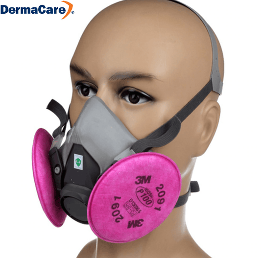 Respirador Media Cara Dermacare 6200 con Filtros 3M 2091 DERMACARE