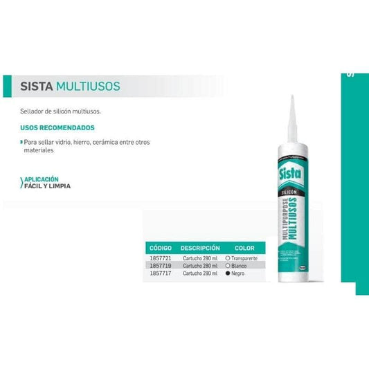 NEASS280 Sellador Silicon Sista Multiusos Negro, Cartucho 280ml GRUPO TMG