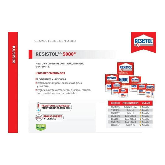 Resistol 5000 De 250 Ml Uso General, Pegamento De Contacto MARINOS DEL GOLFO