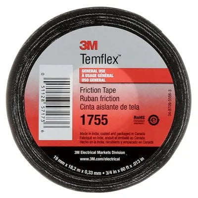 Q3M1755 Cinta de fricción de algodón 3M™ Temflex ™ 1755, 3/4 pulg x 60 pies, Cod. Q3M1755 3M