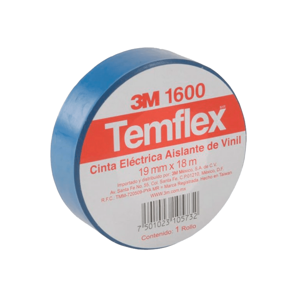 Q3MTFXZ 3M® Cinta Eléctrica de Vinil Temflex® 1600 - Azul, Cod. Q3MTFXZ 3M