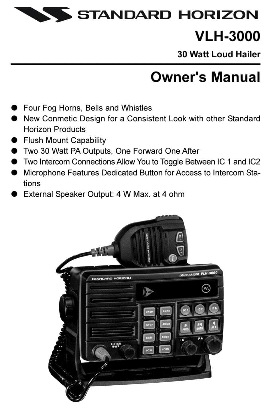 Standard Horizon VLH3000A Altavoz Marino 30 Watts Loud Hailer
